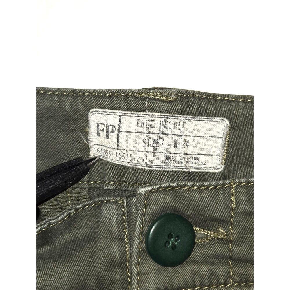 Free People Skinny Cargo Pants | Women's Size 24 | Olive Green Ankle Zip - Picture 2 of 8